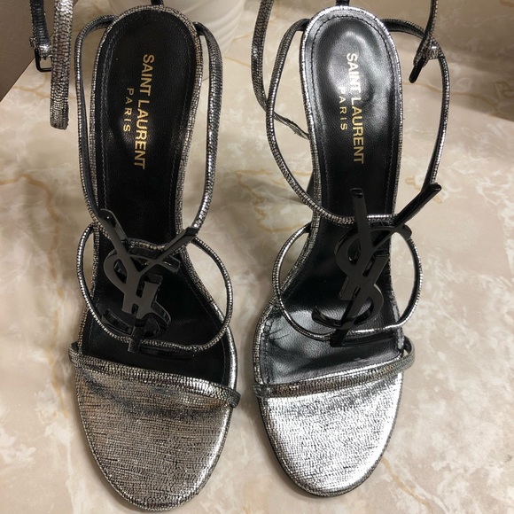 YSL Ankle strap silver metallic sandals - Picture 2 of 6